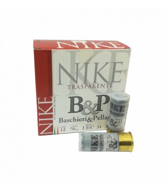 Caja de cartuchos para caza B&P Nike Transparente 34gr.